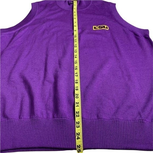 Thomas Dean LSU Sweater Vest Collegiate Extra Fine Merino Wool 1/4 Zip Medium - Picture 5 of 6